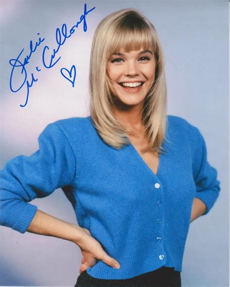 Who Is Julie Mccullough. Julie is an American model, actress, and stand-up comedian. She was Playboy magazine’s Playmate of the Month for February 1986. Julie played the role of Julie Costello on Growing Pains from 1989–90. She is also known for The Blob (1988), 2012: Ice Age (2011), and Top of the World (1997).
